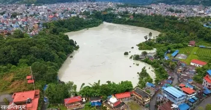 पोखराको रामघाटमा सेती नदी थुनिएर ताल बन्यो